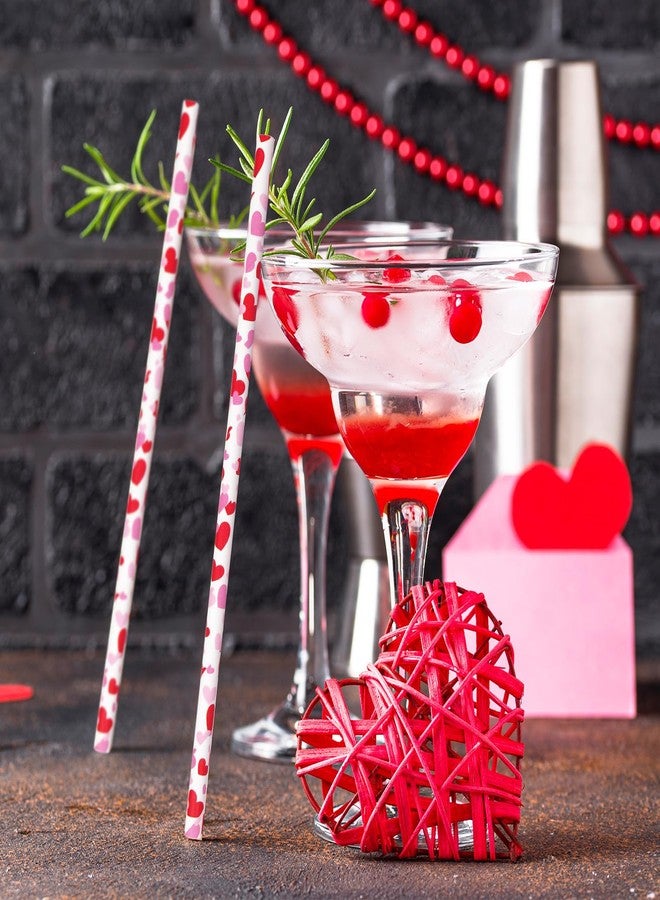 JarThenaAMCS 200Pcs Valentine Paper Straws Red Pink Love Heart Disposable Drinking Straws For Wedding Birthday Biral Shower Party Supplies - Image 5